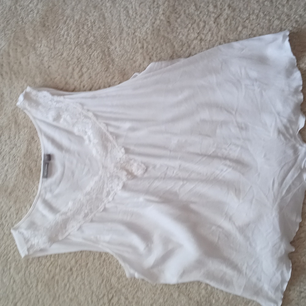 Sleeveless rib knit cotton tshirt